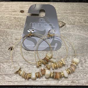 NWT Minicci Gold and Cream Double-Hoop Earrings